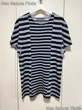 Haider Ackermann T-Shirt Multi-Stripe Blue Gray Size S