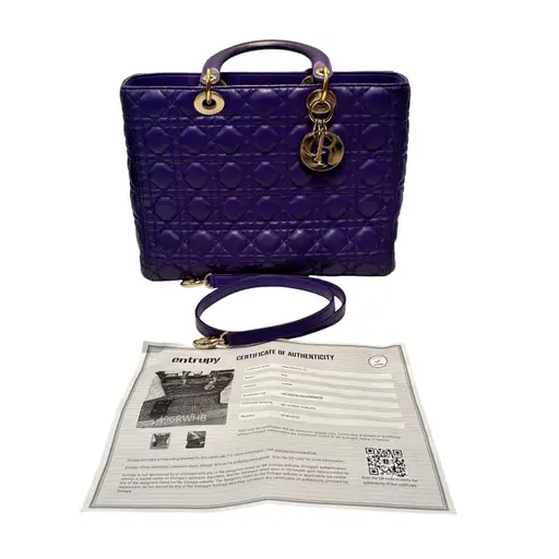 Christian Dior Lady Purple Lambskin Cannage Leather Large M0565ONGE