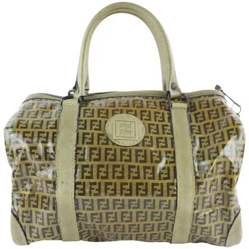 Fendi Brown Crystal Canvas Monogram FF Zucca Bosto