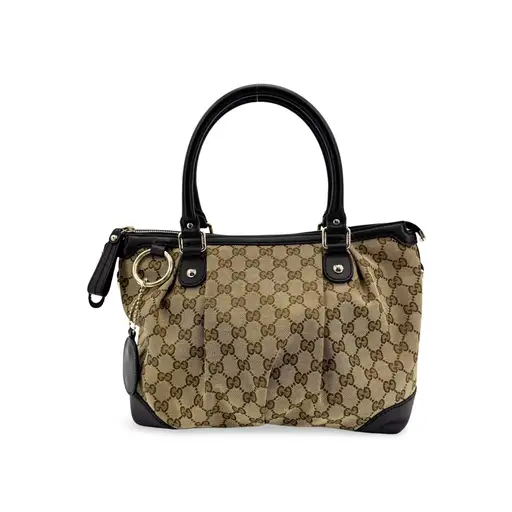 Gucci Sukey Top Handle Satchel GG Canvas with Leather