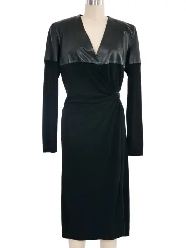 Jean Paul Gaultier Leather Shoulder Wrap Dress
