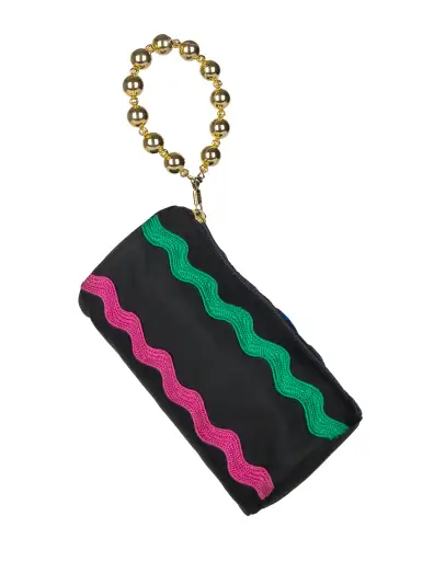 Moschino Vintage Black and Multicolor Ric Rac Wristlet Bag