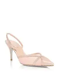 レネ・カオヴィラ レディース シューズ パンプス サテン Rene Caovilla Womens Embellished Satin Slingback Pumps Nude Satin