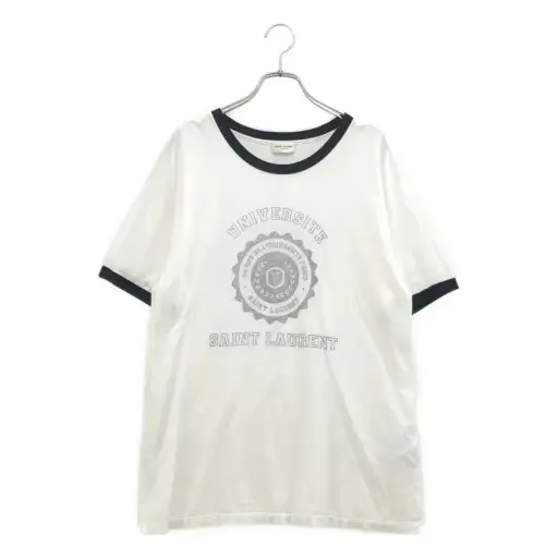 SAINT LAURENT PARIS / サンローランパリ | カレッジプリント リンガーTシャツ | L | メンズ
