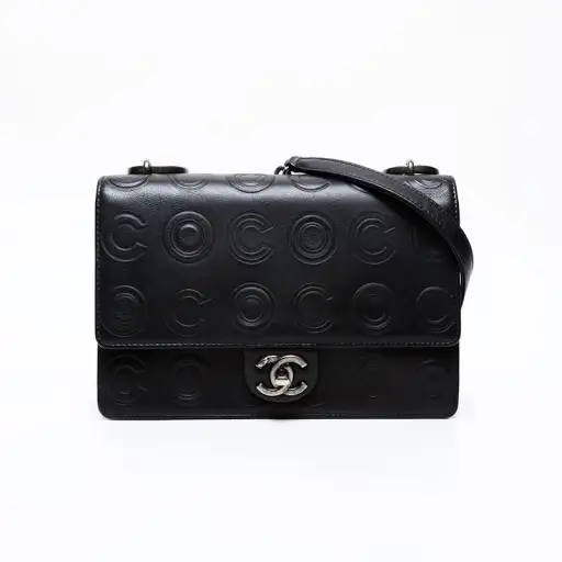 CHANEL 28th series 2019 Gunmetal Chain COCO embossed Shoulder Bag black WS20619