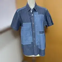 GANRYU デニム 半袖シャツ パッチワーク M