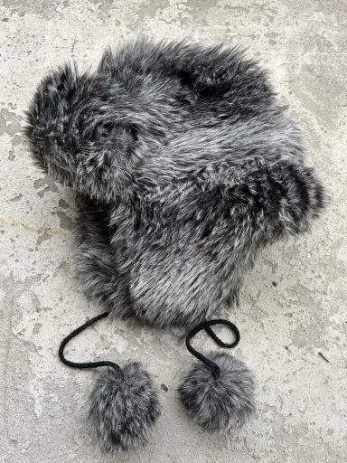 90s Japanese Fur Faux Fuzzy Trapper Mohair Ushanka Hat Y2K