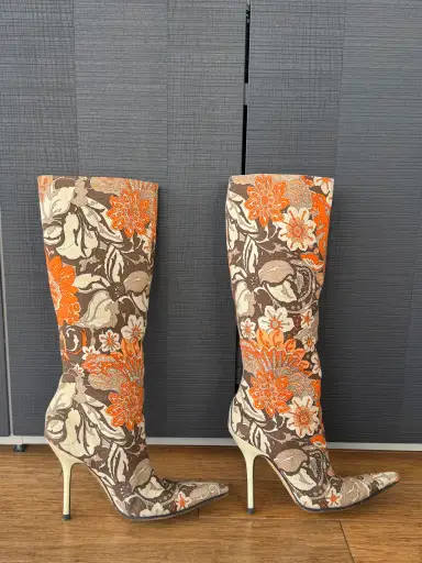 Dolce & Gabbana SS2004 Floral Knee-High Boots 37