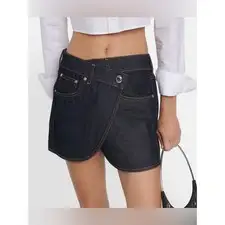 Coperni denim wrap miniskirt dark indigo size 8 NWT