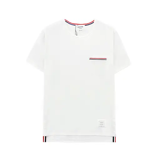 Three Stripes Pocket Men's Short Sleeve T-Shirt White