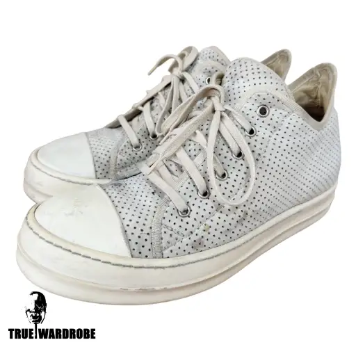 SS17 Rick Owens Drkshdw Perforated Ramones Low White Milk Sneakers