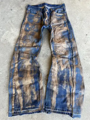 Dirty Painted Distressed Thrashed Faded Baggy Jeans Y2K