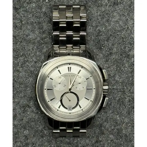 Balmain Madrigal Chronograph Watch Mens 44mm Silver Swiss Made 5341 Luxury