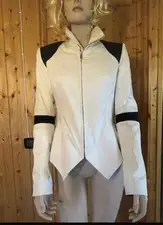 Gareth Pugh Womens 42 White/Black Short Zip High Collar Jacket
