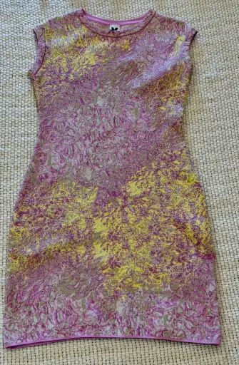 M Missoni Valentino Metallic Knit Sheath Mini Dress Pink Gold IT 42 US 6