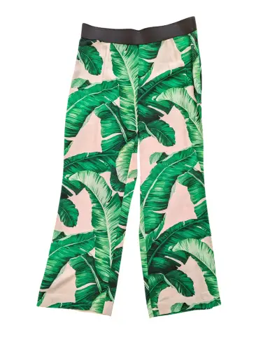 Women's Dolce & Gabbana Green Banana Leaf Print Flare Pants Size 48
