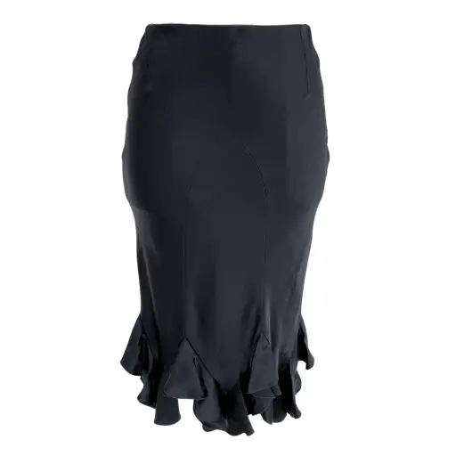 Chloé Fall Winter 1998 Black Midi Silk Skirt