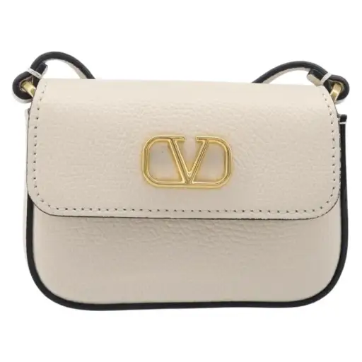 Valentino Garavani V Pouch Shoulder Bag Leather White Leather Shoulder Bag Bag (Pre-Owned)