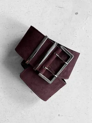 GIANFRANCO FERRÉ - late 1990s WIDE SUEDE BELT WITH DOUBLE PRONG BUCKLE