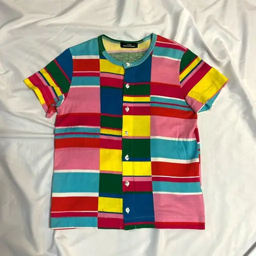 tricot COMME des GARÇONS AD2001 マルチカラーカーディガン 貝ボタン 日本製