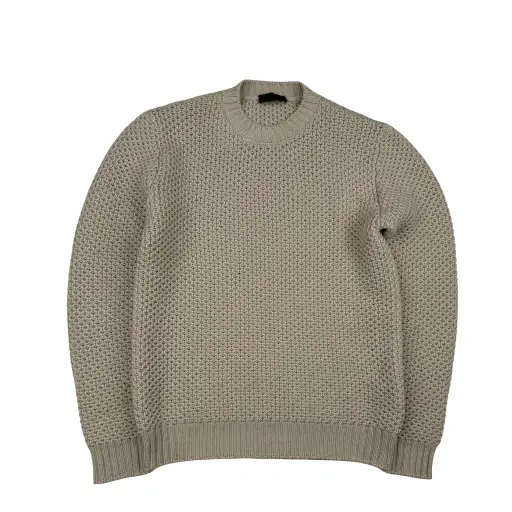 Prada Cream Wool Crew Neck Cable Knit Jumper - Medium (48)