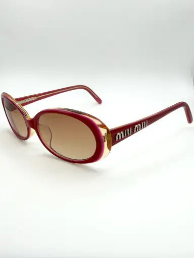 2000s Miu Miu ‘SMU21G’ Rhinestone Logo Two-Tone Oval Sunglasses