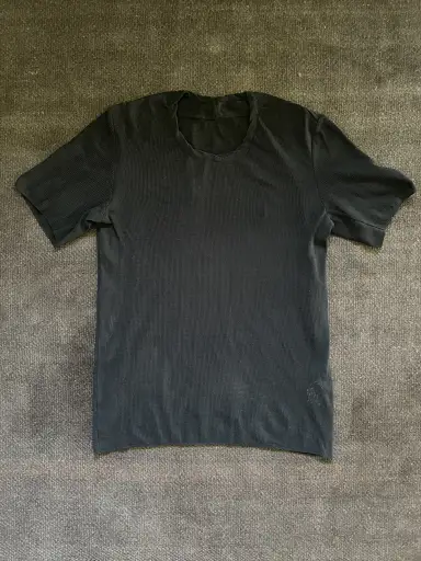 Deepti Barth Perforated Cotton Mesh / Woven Tee Black Small