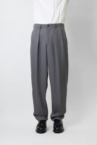 Y'S FOR MEN GRAY WOOL WIDE PANTS