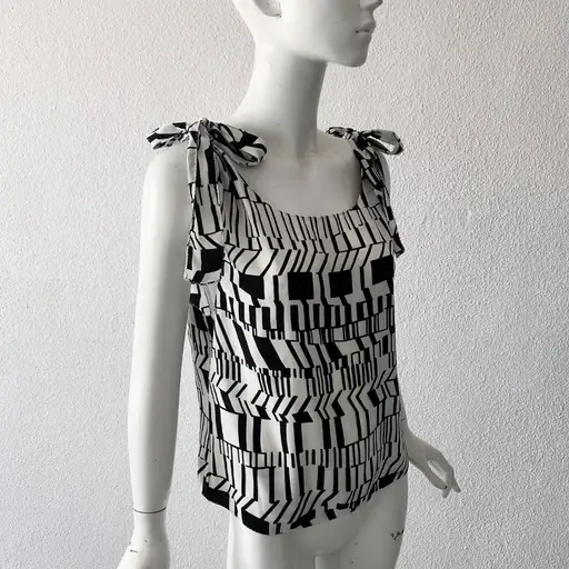 Miu Miu SS 2001 black and white sleeveless blouse