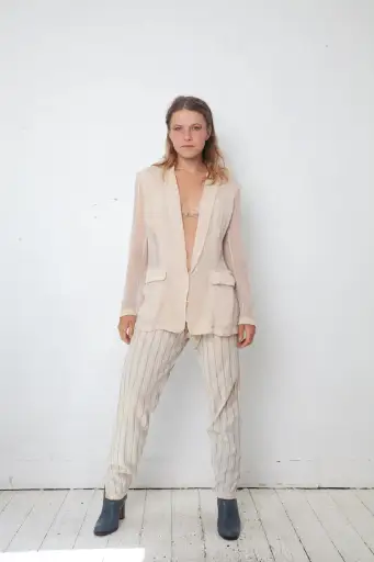 Hussein Chalayan 2000's sheer silk soft pink blazer