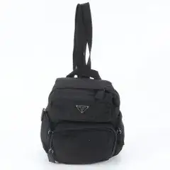 美品 プラダ テスート ナイロン トライアングルロゴ リュックサック ショルダー バッグ ブラック 黒 レディース RIM EX64-6【中古】