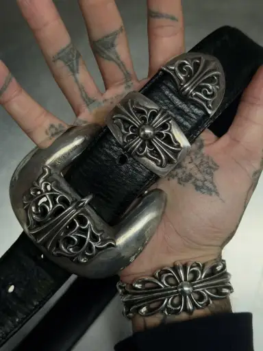 Chrome Hearts 3PC Cemetery Oval Cross Belt 38" inch