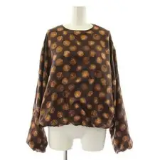 Dries Van Noten Silk Pullover Blouse Balloon Sleeve Women's 34 Brown Print