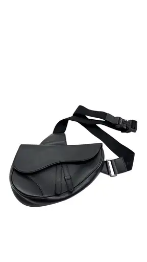 Christian Dior Black Leather Saddle Bag