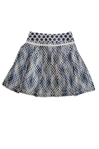 Dolce & Gabbana - Grey Metallic w/ Navy Polka Dots Mini Skirt Sz 6