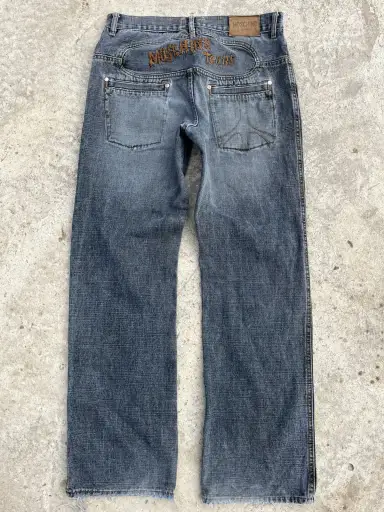 Moschino Vintage Big Logo Faded Distressed Denim Jeans Y2K