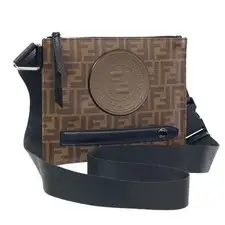 Fendi Zucca Crossbody Bag 7VA437 Brown Black PVC Adjustable Strap SA Condition