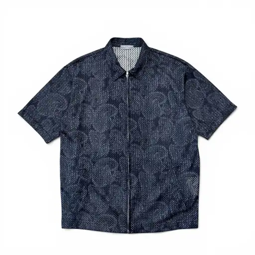 '' COMME des GARCONS HOMME '' AD2003 Zip-Up Paisley Mesh Shirt