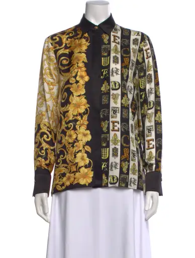 Silk Graphic Print Top