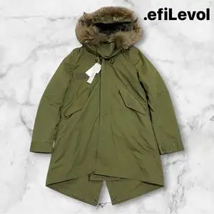 7万 訳あり リアルファー付 モッズコート 2 M ミリタリー カーキ .efiLevol エフィレボル ユニセックス フィッシュテール ミリタリーパーカ