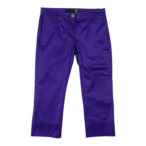 VINTAGE JUST CAVALLI PURPLE CUFF DETAIL CROPPED CAPRI TROUSERS