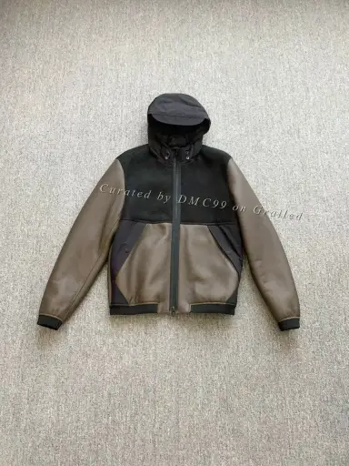ZZEGNA Hooded Color-Blocked Shearling Jacket