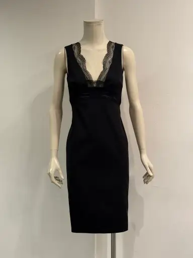 2000s Roberto Cavalli lace trim midi dress