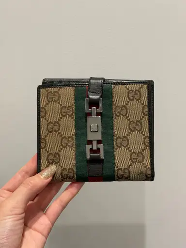 GUCCI/ vintage monogram sherry line wallet.