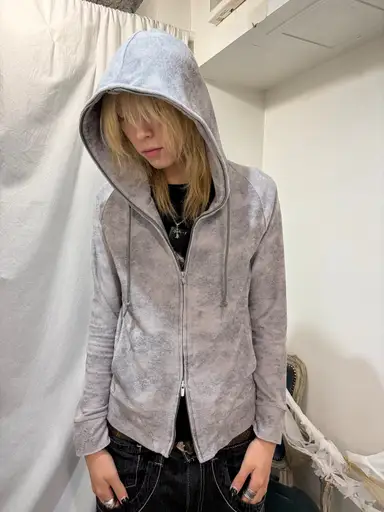 "TORNADO MART" coating zip hoodie