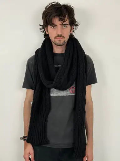 AW2006 Dolce & Gabbana Black Wool Cable Knit Scarf