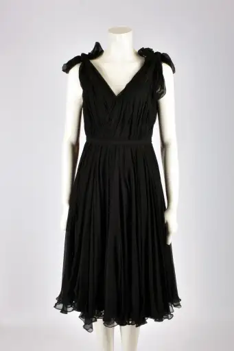 ALEXANDER MCQUEEN A/W 2005 BLACK SILK CHIFFON COCKTAIL DRESS