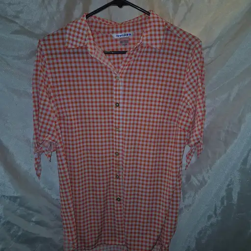 nygard ps/p orange checkered woman's button up #y2k #funky