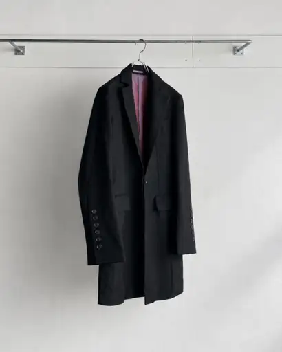 1990s Yuji Yamada - wool serge longline tailored coat