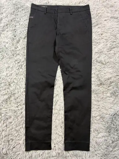 Gucci 2012 by Frida Giannini Leather Logo Black Trousers - 50